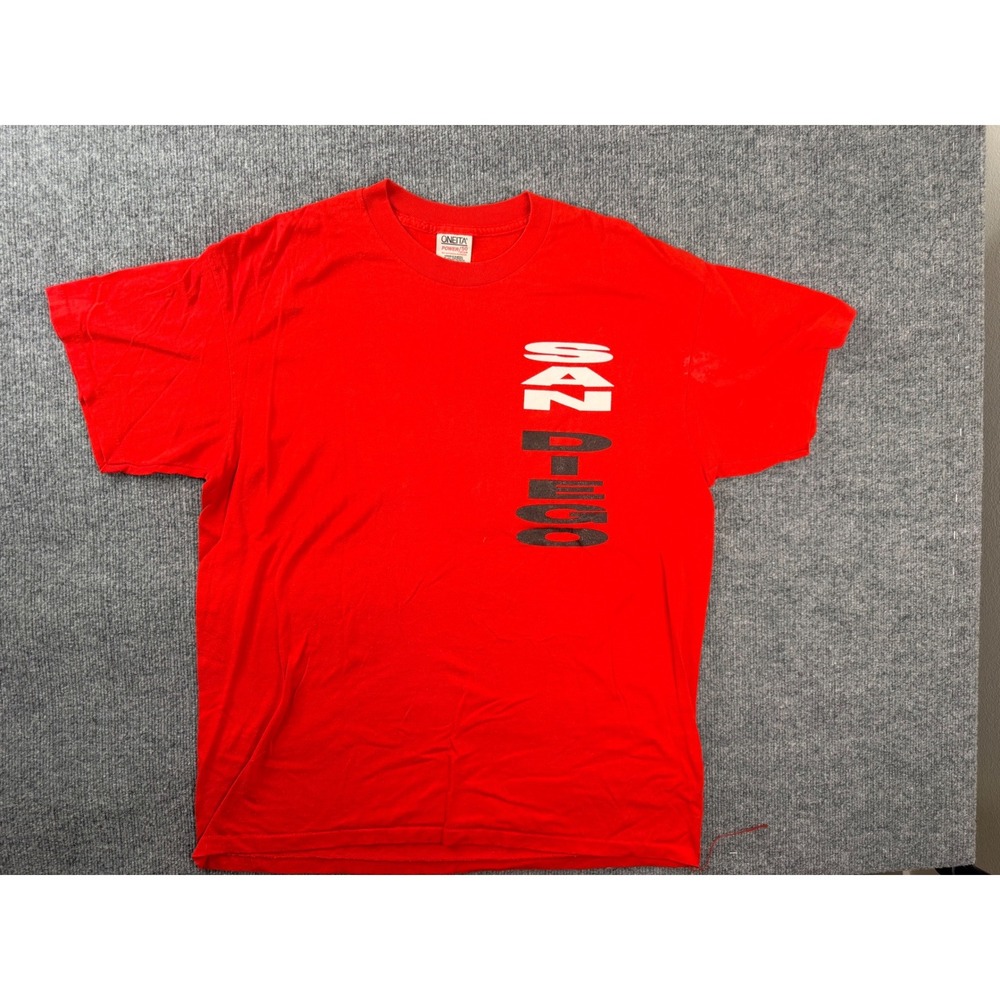 Vintage Oneita San Diego SDMM T-Shirt XL Red Cotton 90s Workwear Streetwear